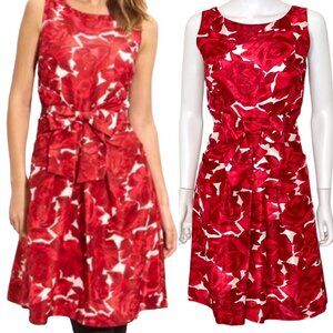 Kate Spade Jillian Bow-Waist Knee Length Rose Print Sleeveless Silk Dress Size 2
